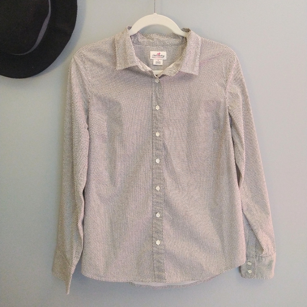 J. Crew Haberdashery White w/ Black Dot Patterned Button Down Long Sleeve Top